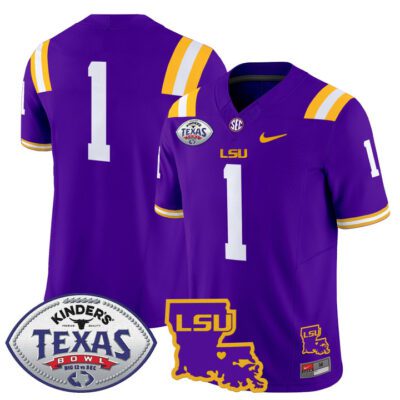 Men's LSU Tigers 2024 Texas Bowl Patch Vapor Limited Jersey - Purple #1 Team