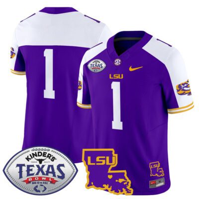 Men's LSU Tigers 2024 Texas Bowl Patch Vapor Limited Jersey - Purple Alternate #1 Team
