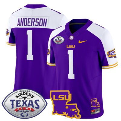 Men's LSU Tigers 2024 Texas Bowl Patch Vapor Limited Jersey - Purple Alternate Aaron Anderson
