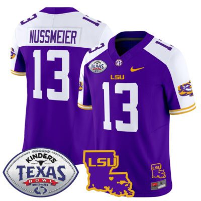 Men's LSU Tigers 2024 Texas Bowl Patch Vapor Limited Jersey - Purple Alternate Garrett Nussmeier