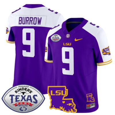 Men's LSU Tigers 2024 Texas Bowl Patch Vapor Limited Jersey - Purple Alternate Joe Burrow
