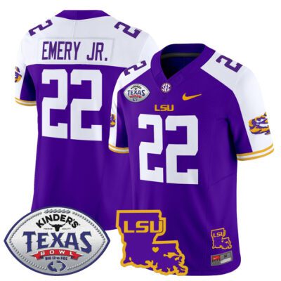 Men's LSU Tigers 2024 Texas Bowl Patch Vapor Limited Jersey - Purple Alternate John Emery Jr.
