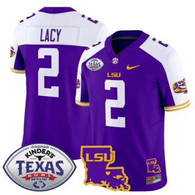 Men's LSU Tigers 2024 Texas Bowl Patch Vapor Limited Jersey - Purple Alternate Kyren Lacy