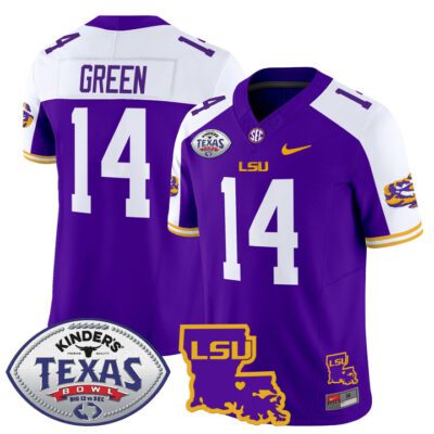 Men's LSU Tigers 2024 Texas Bowl Patch Vapor Limited Jersey - Purple Alternate Trey'Dez Green