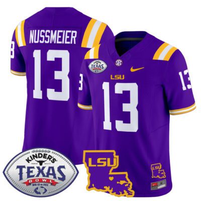 Men's LSU Tigers 2024 Texas Bowl Patch Vapor Limited Jersey - Purple Garrett Nussmeier