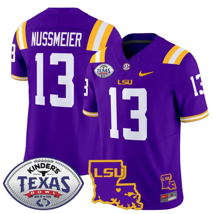 Men's LSU Tigers 2024 Texas Bowl Patch Vapor Limited Jersey - Purple Garrett Nussmeier
