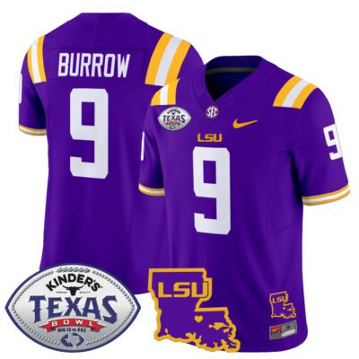 Men's LSU Tigers 2024 Texas Bowl Patch Vapor Limited Jersey - Purple Joe Burrow