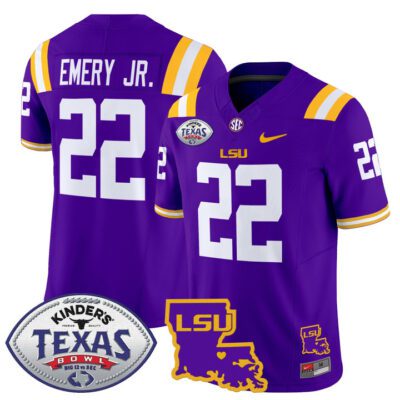Men's LSU Tigers 2024 Texas Bowl Patch Vapor Limited Jersey - Purple John Emery Jr.