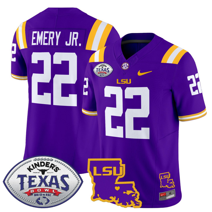 Men's LSU Tigers 2024 Texas Bowl Patch Vapor Limited Jersey - Purple John Emery Jr.