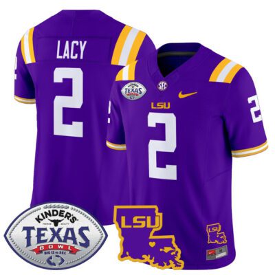 Men's LSU Tigers 2024 Texas Bowl Patch Vapor Limited Jersey - Purple Kyren Lacy
