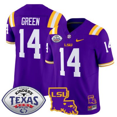 Men's LSU Tigers 2024 Texas Bowl Patch Vapor Limited Jersey - Purple Trey'Dez Green