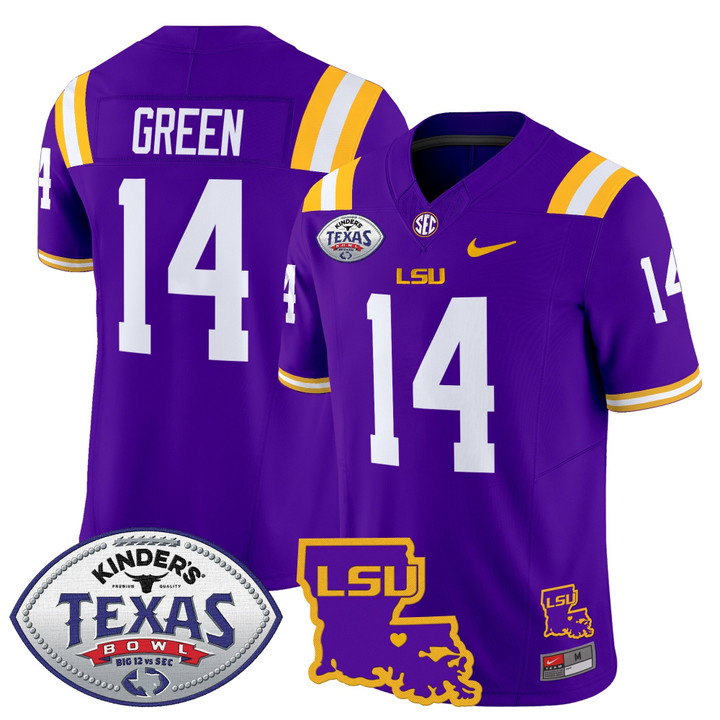 Men's LSU Tigers 2024 Texas Bowl Patch Vapor Limited Jersey - Purple Trey'Dez Green