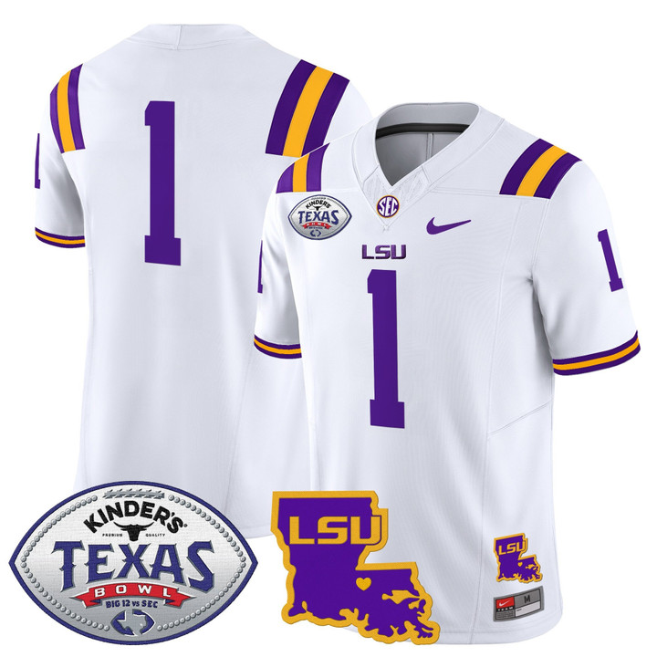 Men's LSU Tigers 2024 Texas Bowl Patch Vapor Limited Jersey - White #1 Team