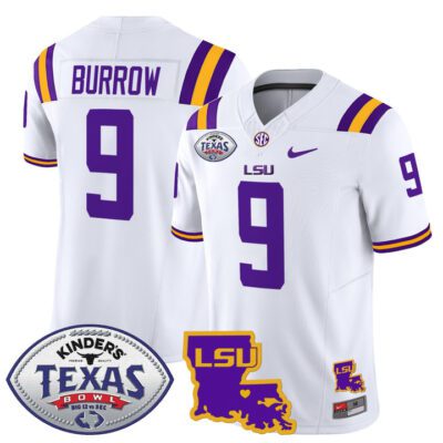Men's LSU Tigers 2024 Texas Bowl Patch Vapor Limited Jersey - White Joe Burrow