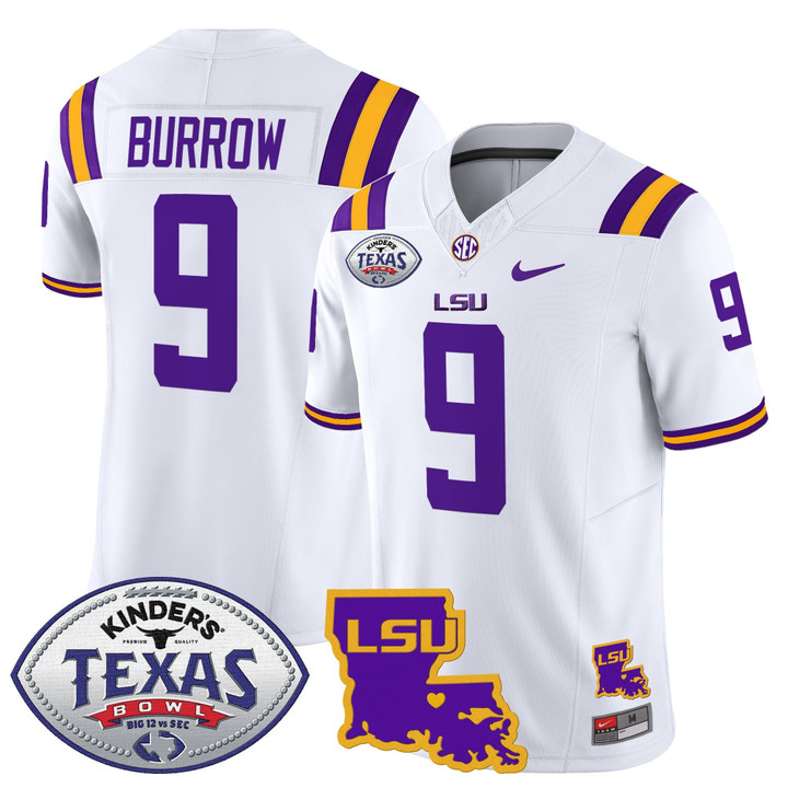 Men's LSU Tigers 2024 Texas Bowl Patch Vapor Limited Jersey - White Joe Burrow