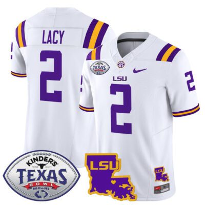 Men's LSU Tigers 2024 Texas Bowl Patch Vapor Limited Jersey - White Kyren Lacy
