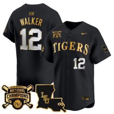 Men's LSU Tigers 2025 College World Series Champions Gold Vapor Premier Limited Jersey - Black Gold Todd Walker