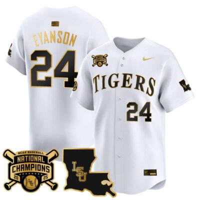 Men's LSU Tigers 2025 College World Series Champions Gold Vapor Premier Limited Jersey - White Gold Anthony Eyanson