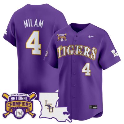 Men's LSU Tigers 2025 College World Series Champions Vapor Premier Limited Jersey - Purple Steven Milam
