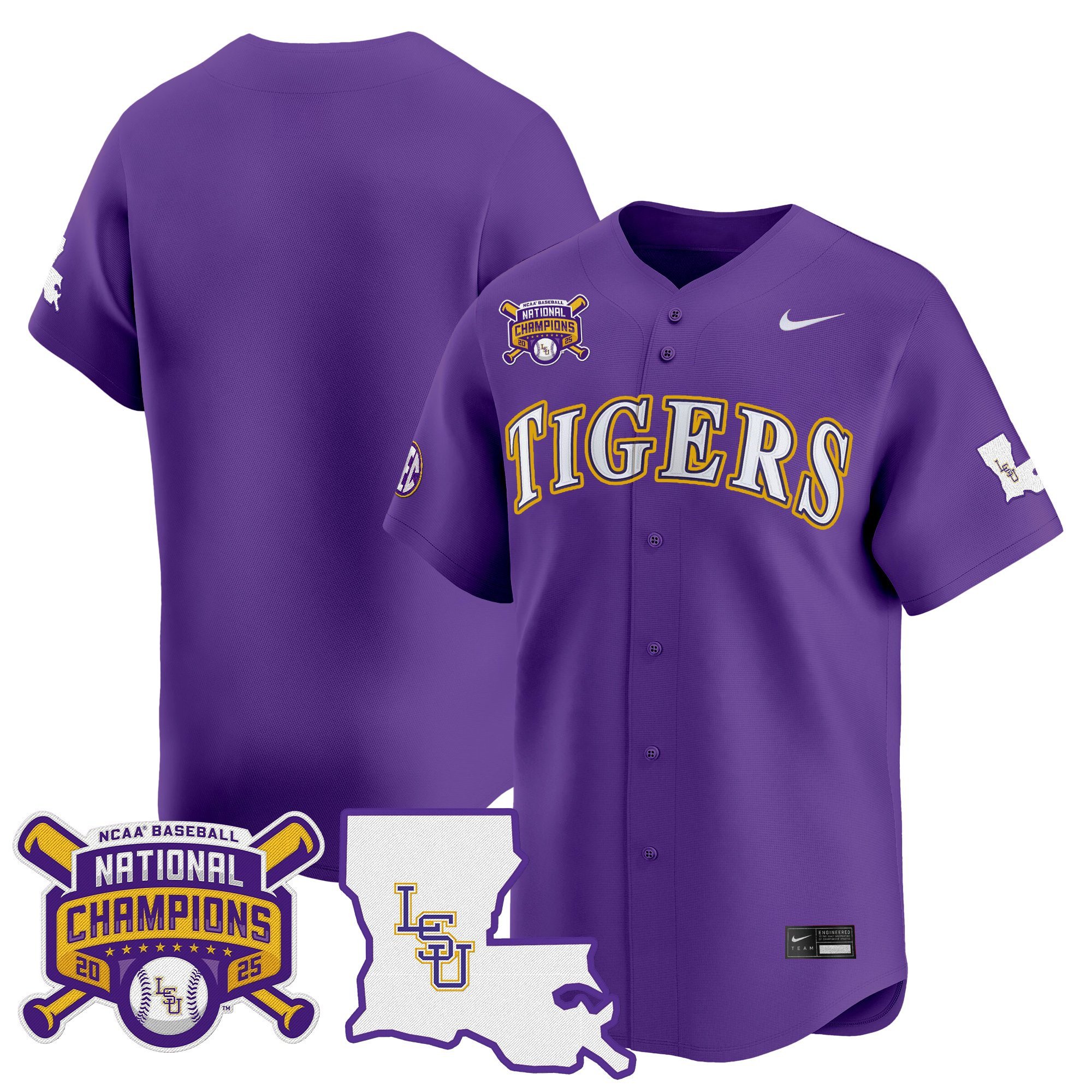 Men's LSU Tigers 2025 College World Series Champions Vapor Premier Limited Jersey - Purple Team