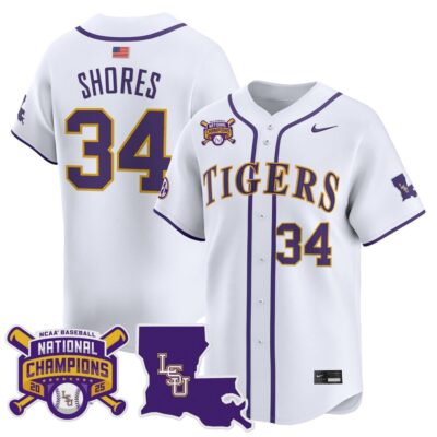 Men's LSU Tigers 2025 College World Series Champions Vapor Premier Limited Jersey - White Chase Shores