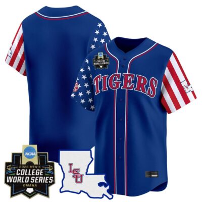 Men's LSU Tigers 2025 Independence Day Vapor Premier Limited Jersey - World Series Patch - Royal Team