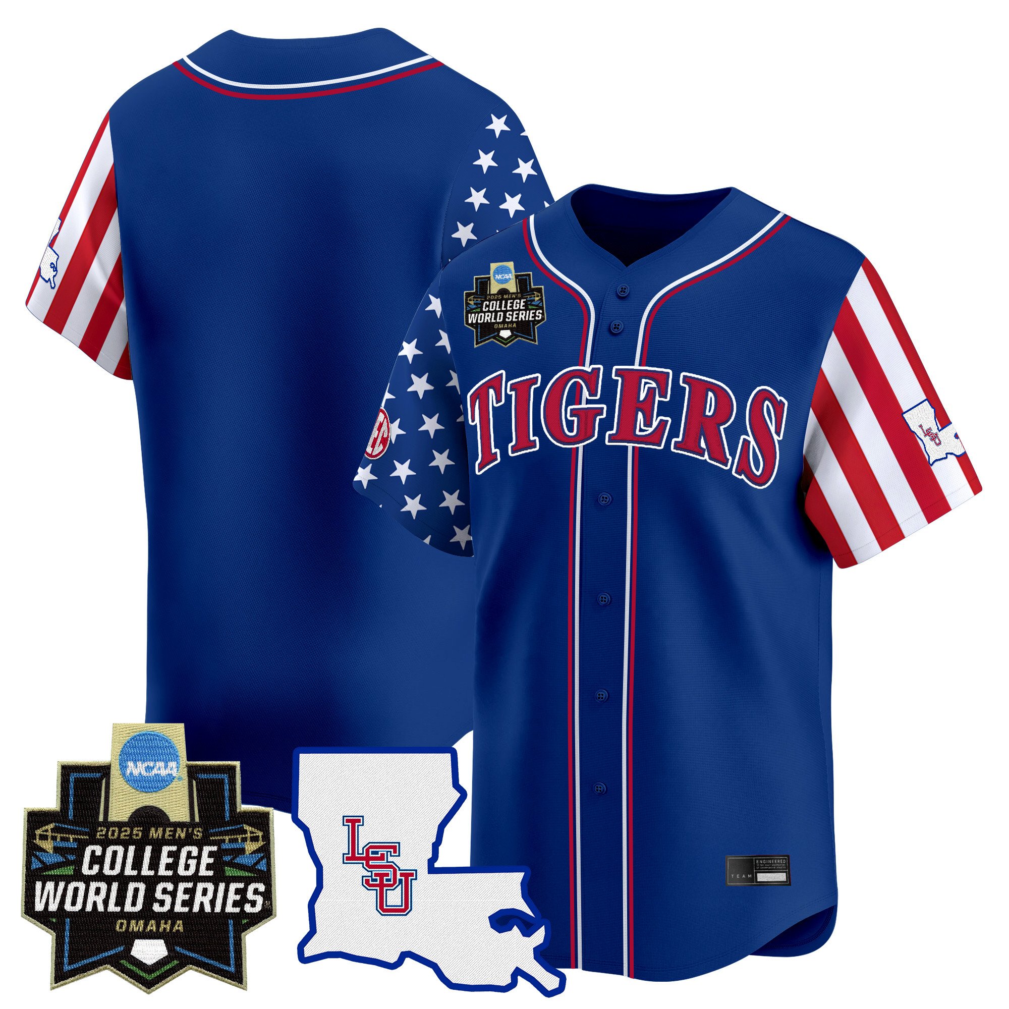 Men's LSU Tigers 2025 Independence Day Vapor Premier Limited Jersey - World Series Patch - Royal Team