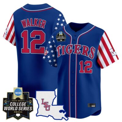 Men's LSU Tigers 2025 Independence Day Vapor Premier Limited Jersey - World Series Patch - Royal Todd Walker