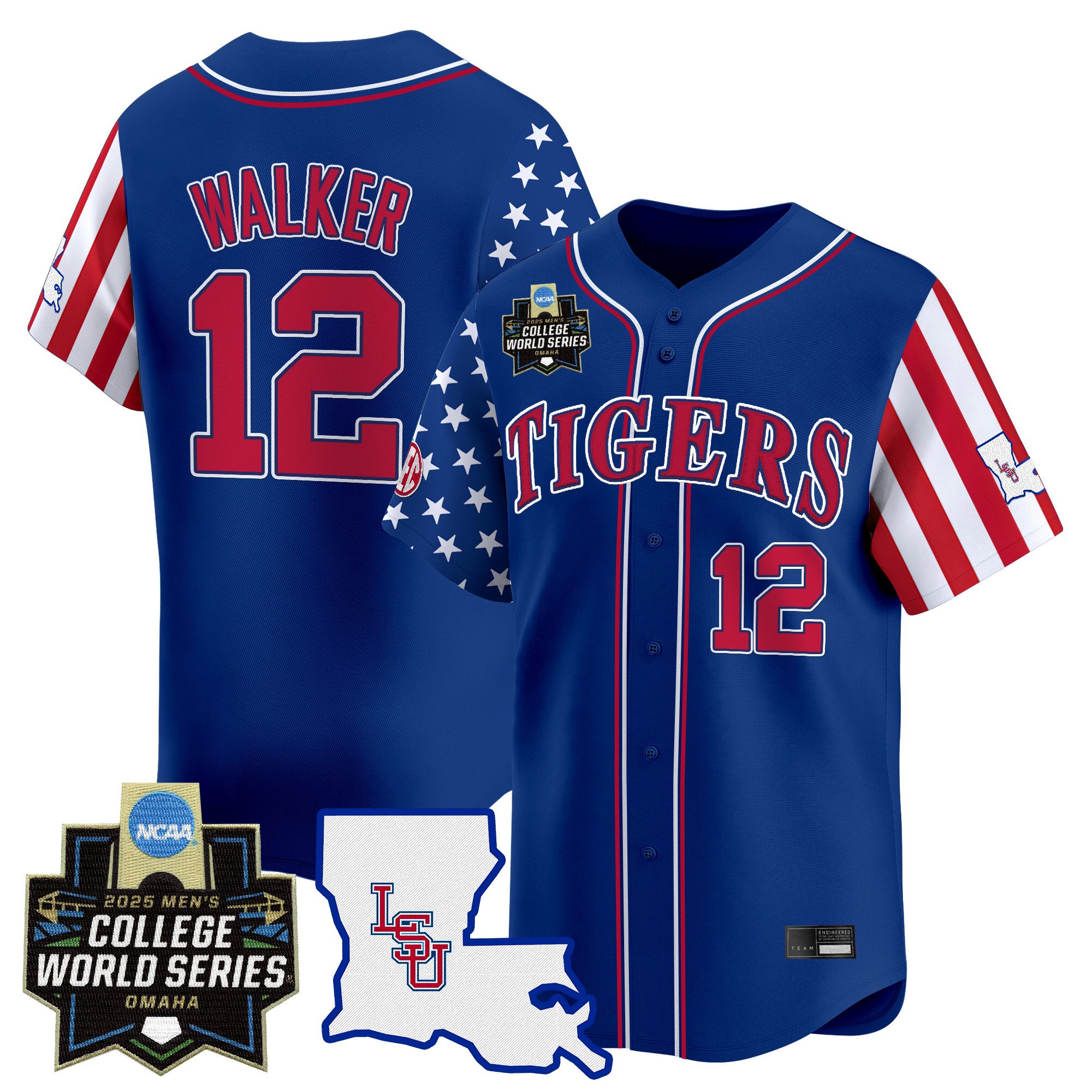 Men's LSU Tigers 2025 Independence Day Vapor Premier Limited Jersey - World Series Patch - Royal Todd Walker