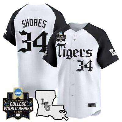 Men's LSU Tigers 2025 World Series 'Gothic Geaux Edition' Vapor Premier Limited Jersey - Alternate Chase Shores