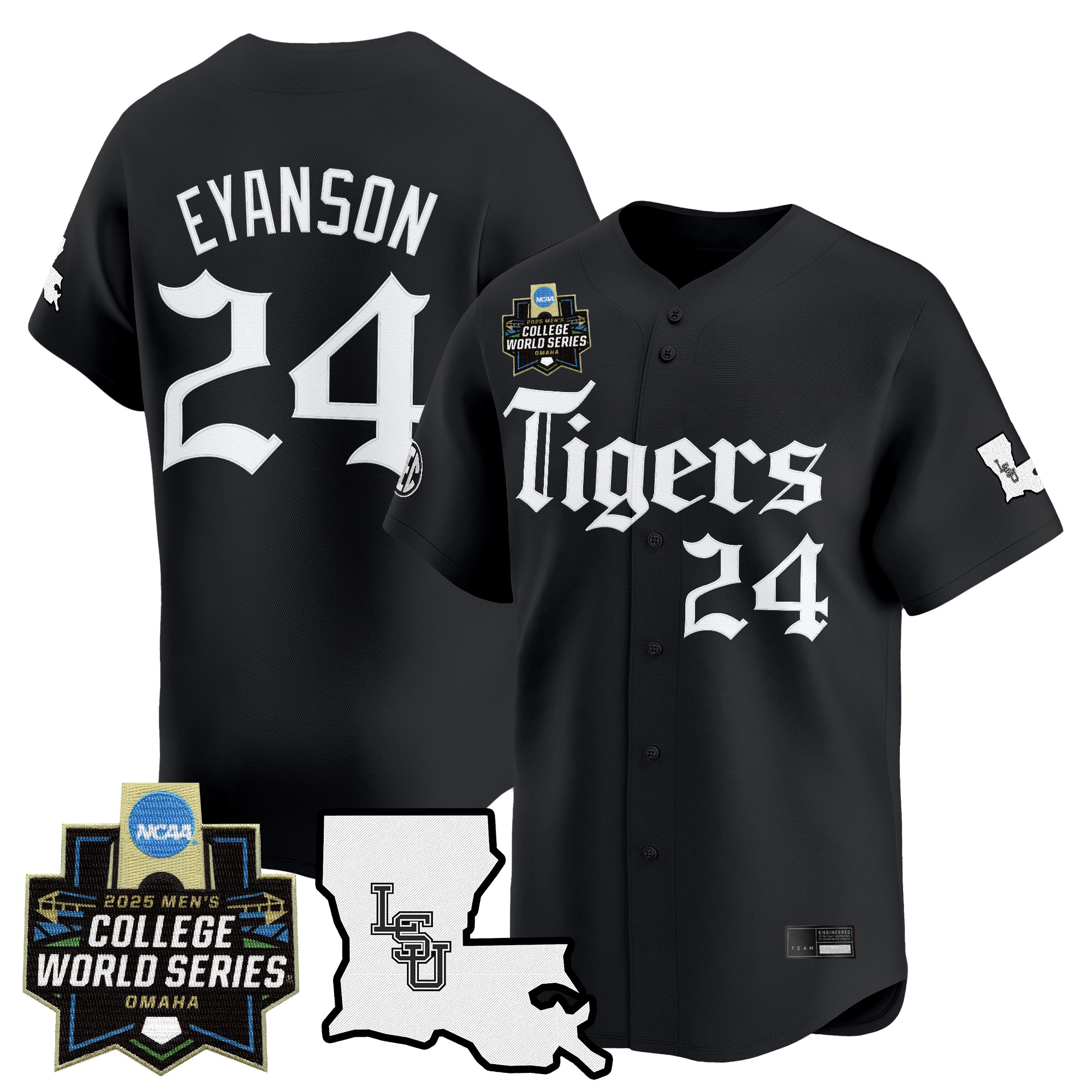 Men's LSU Tigers 2025 World Series 'Gothic Geaux Edition' Vapor Premier Limited Jersey - Black Anthony Eyanson