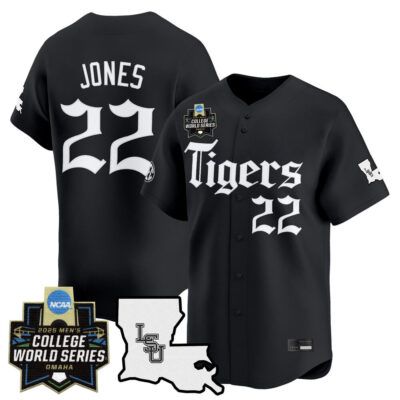 Men's LSU Tigers 2025 World Series 'Gothic Geaux Edition' Vapor Premier Limited Jersey - Black Jared Jones