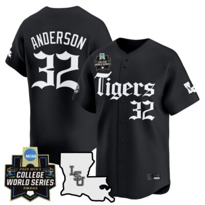Men's LSU Tigers 2025 World Series 'Gothic Geaux Edition' Vapor Premier Limited Jersey - Black Kade Anderson