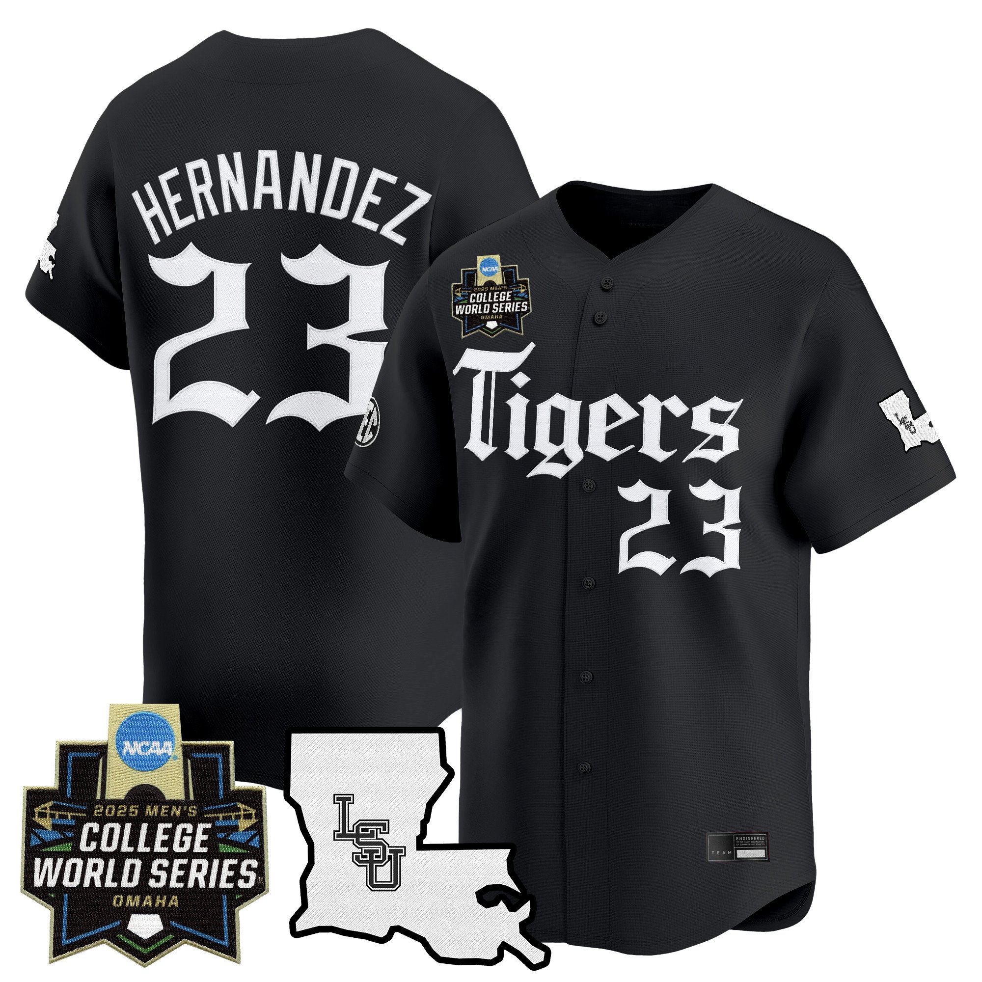 Men's LSU Tigers 2025 World Series 'Gothic Geaux Edition' Vapor Premier Limited Jersey - Black Luis Hernandez