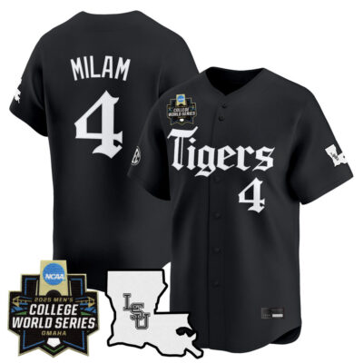 Men's LSU Tigers 2025 World Series 'Gothic Geaux Edition' Vapor Premier Limited Jersey - Black Steven Milam