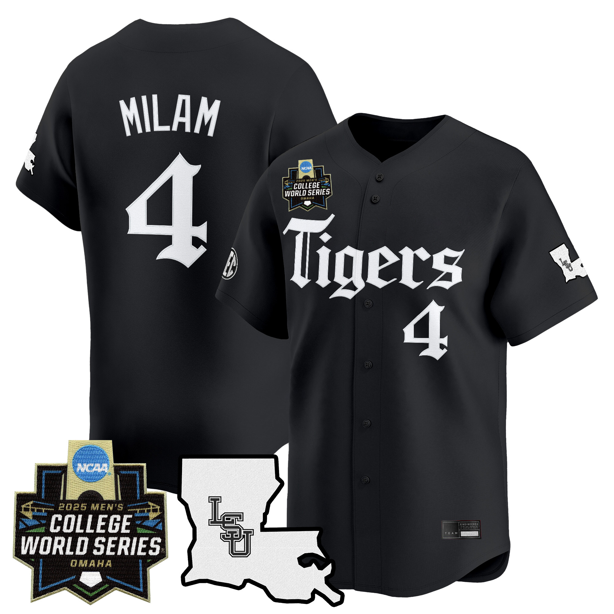 Men's LSU Tigers 2025 World Series 'Gothic Geaux Edition' Vapor Premier Limited Jersey - Black Steven Milam