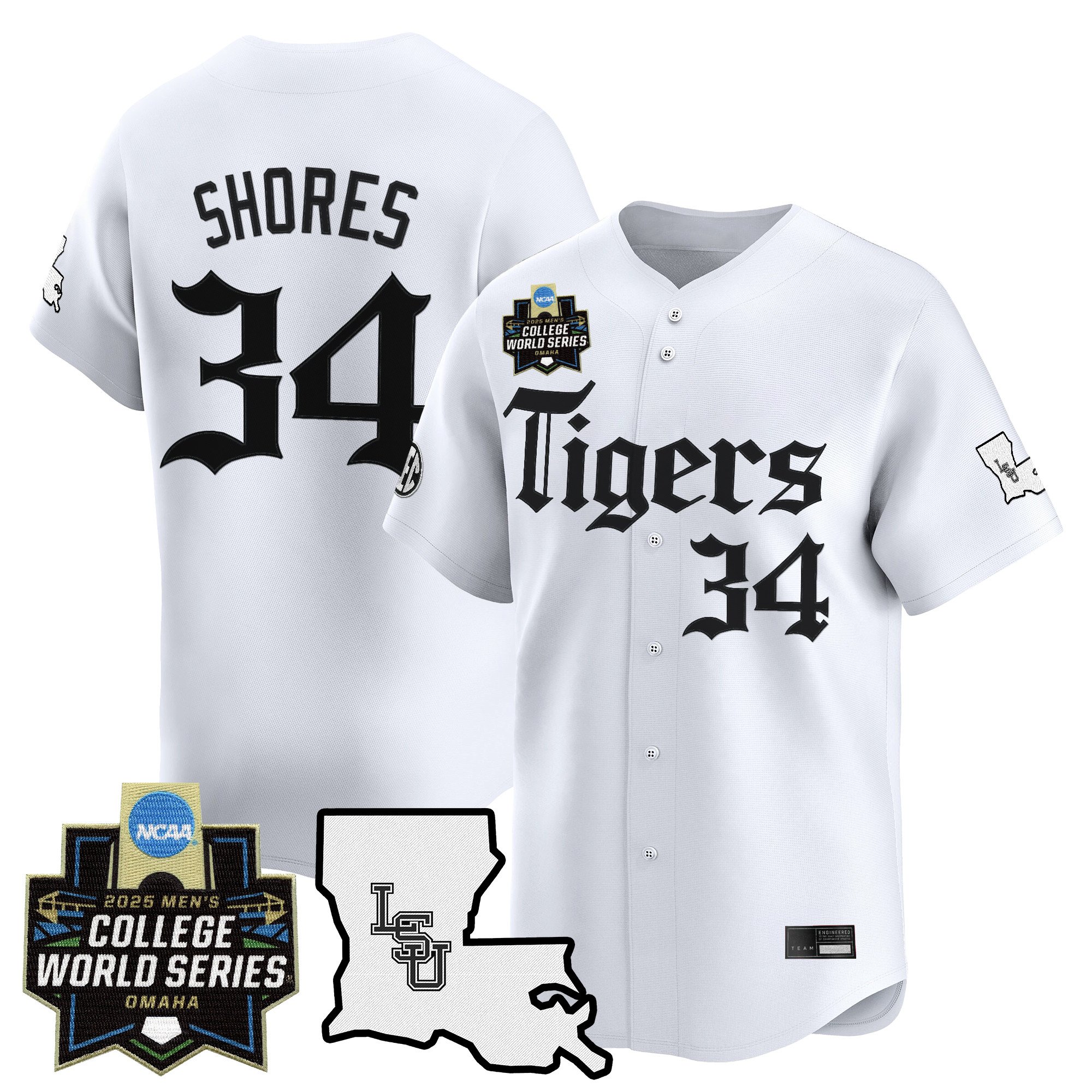 Men's LSU Tigers 2025 World Series 'Gothic Geaux Edition' Vapor Premier Limited Jersey - White Chase Shores