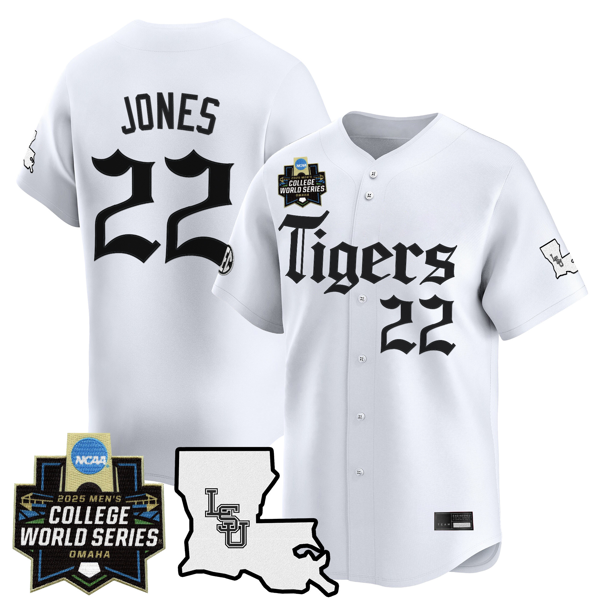 Men's LSU Tigers 2025 World Series 'Gothic Geaux Edition' Vapor Premier Limited Jersey - White Jared Jones