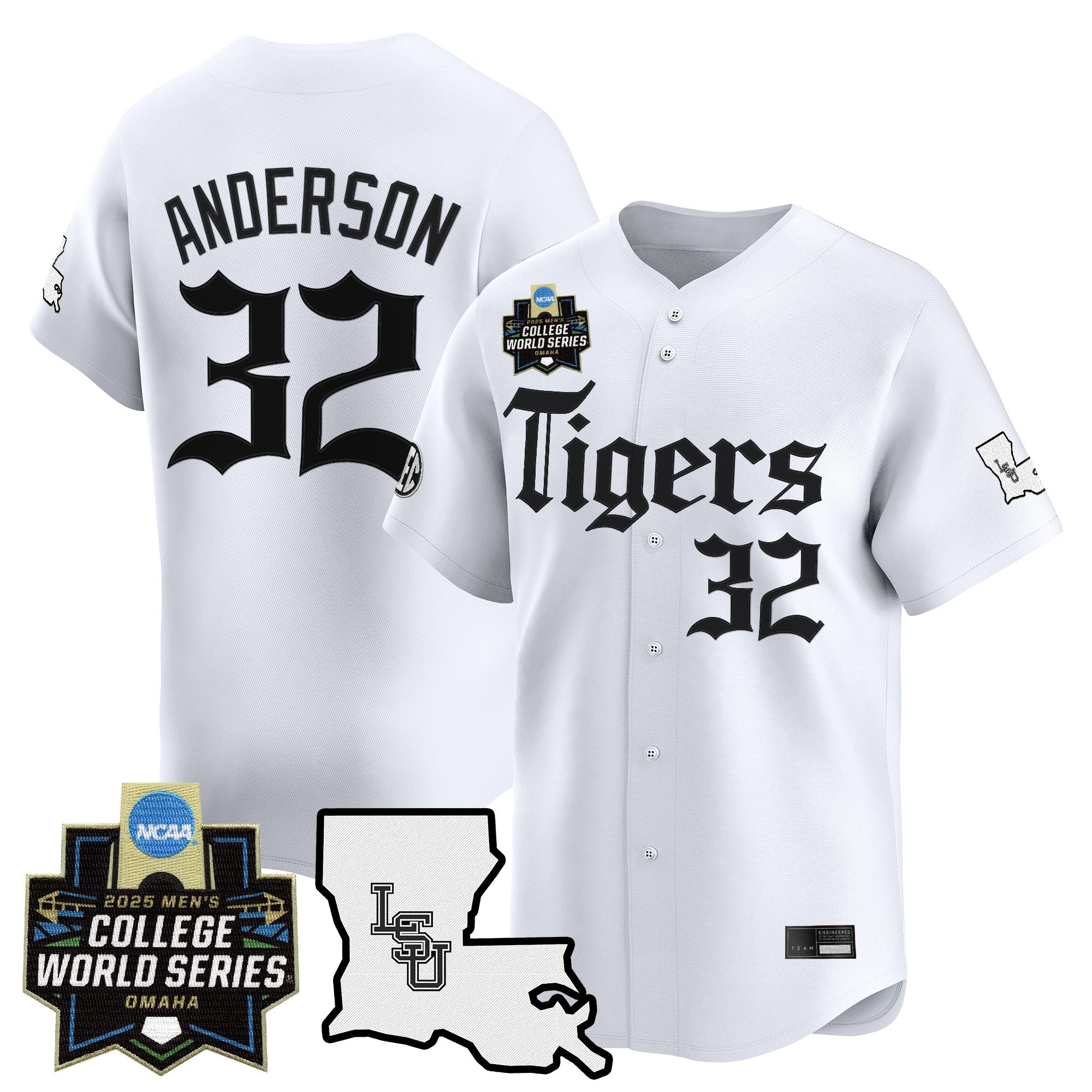 Men's LSU Tigers 2025 World Series 'Gothic Geaux Edition' Vapor Premier Limited Jersey - White Kade Anderson