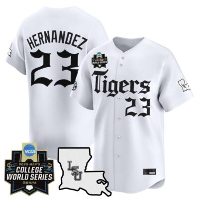 Men's LSU Tigers 2025 World Series 'Gothic Geaux Edition' Vapor Premier Limited Jersey - White Luis Hernandez