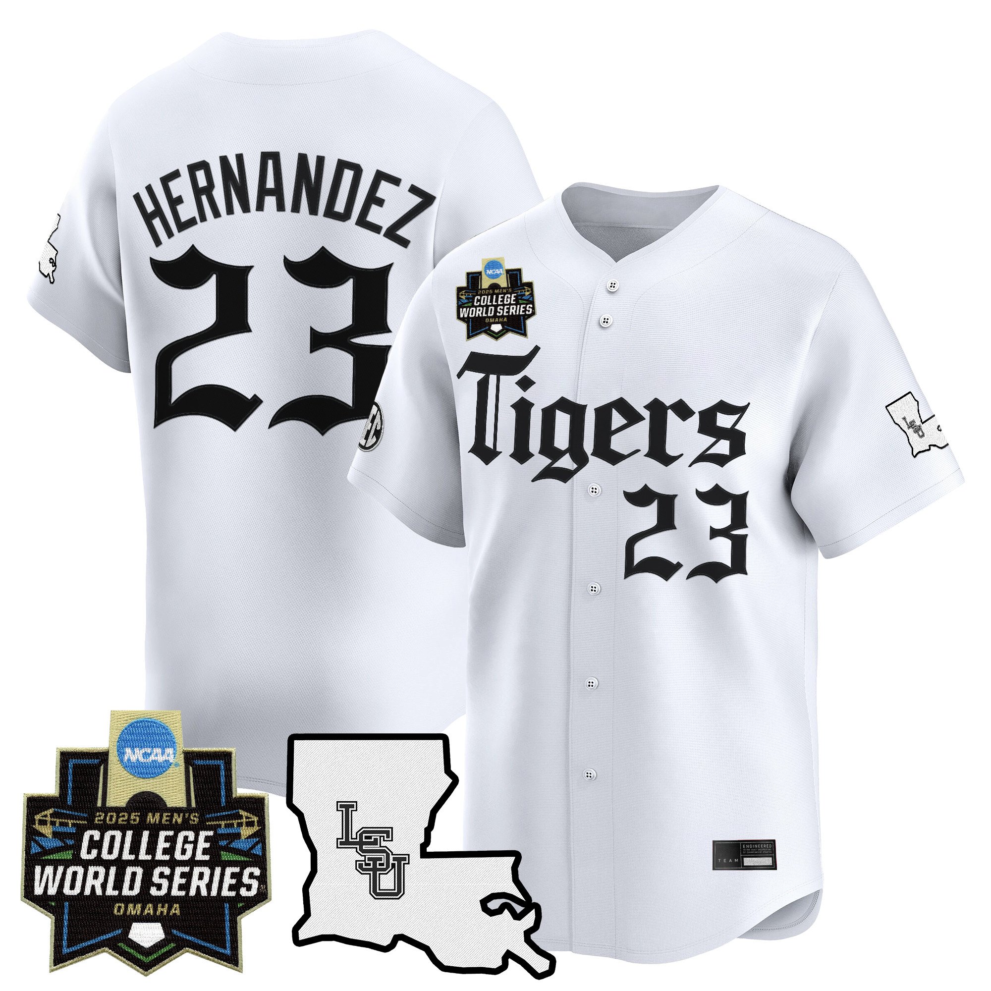 Men's LSU Tigers 2025 World Series 'Gothic Geaux Edition' Vapor Premier Limited Jersey - White Luis Hernandez