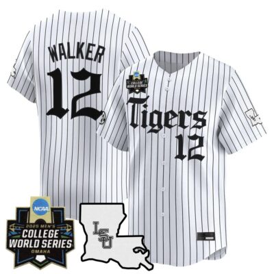 Men's LSU Tigers 2025 World Series 'Gothic Geaux Edition' Vapor Premier Limited Jersey - White Pinstripe Todd Walker