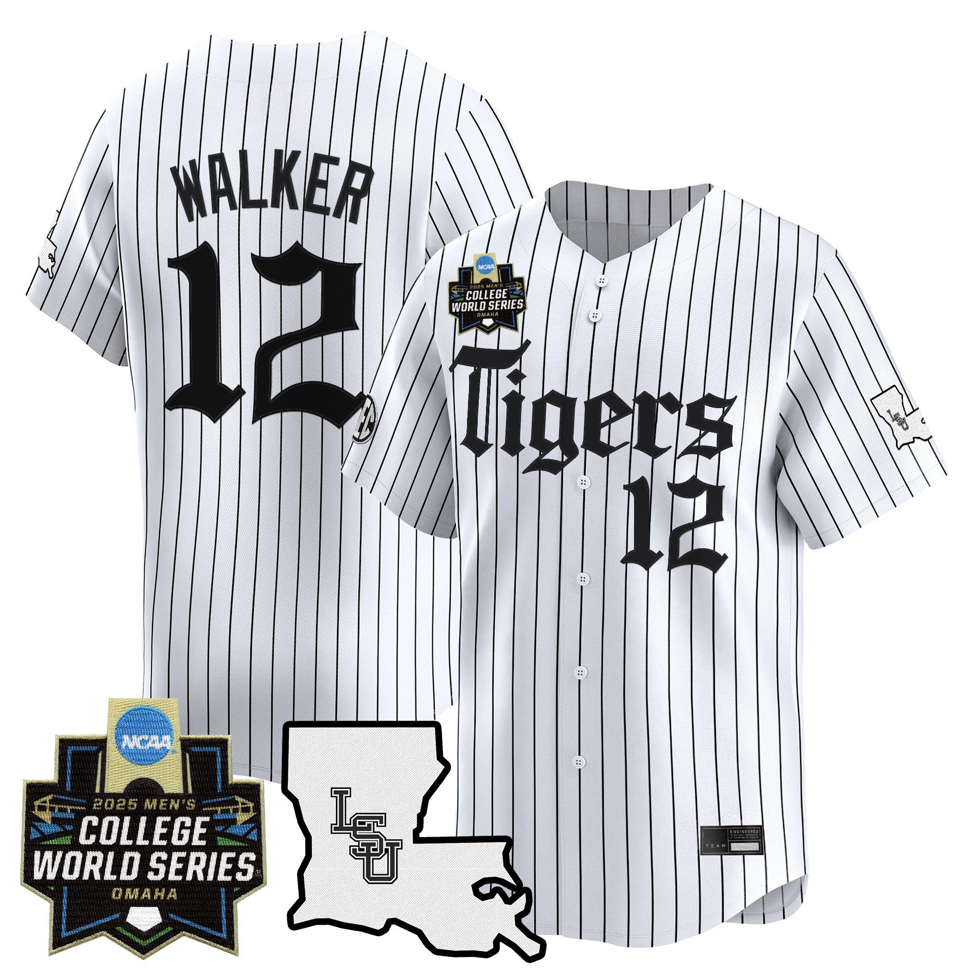 Men's LSU Tigers 2025 World Series 'Gothic Geaux Edition' Vapor Premier Limited Jersey - White Pinstripe Todd Walker