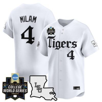 Men's LSU Tigers 2025 World Series 'Gothic Geaux Edition' Vapor Premier Limited Jersey - White Steven Milam