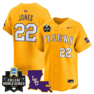 Men's LSU Tigers 2025 World Series Vapor Premier Limited Jersey - Gold Jared Jones