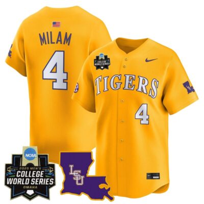 Men's LSU Tigers 2025 World Series Vapor Premier Limited Jersey - Gold Steven Milam