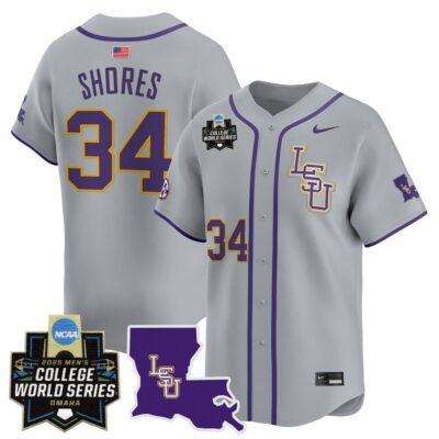 Men's LSU Tigers 2025 World Series Vapor Premier Limited Jersey - Gray Chase Shores