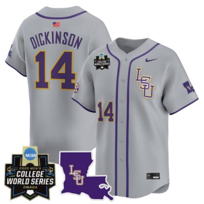 Men's LSU Tigers 2025 World Series Vapor Premier Limited Jersey - Gray Daniel Dickinson