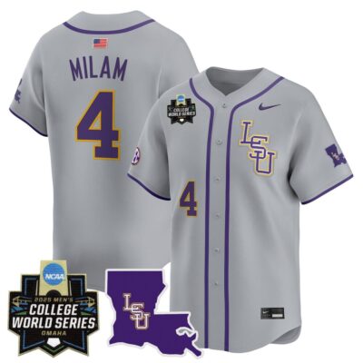 Men's LSU Tigers 2025 World Series Vapor Premier Limited Jersey - Gray Steven Milam