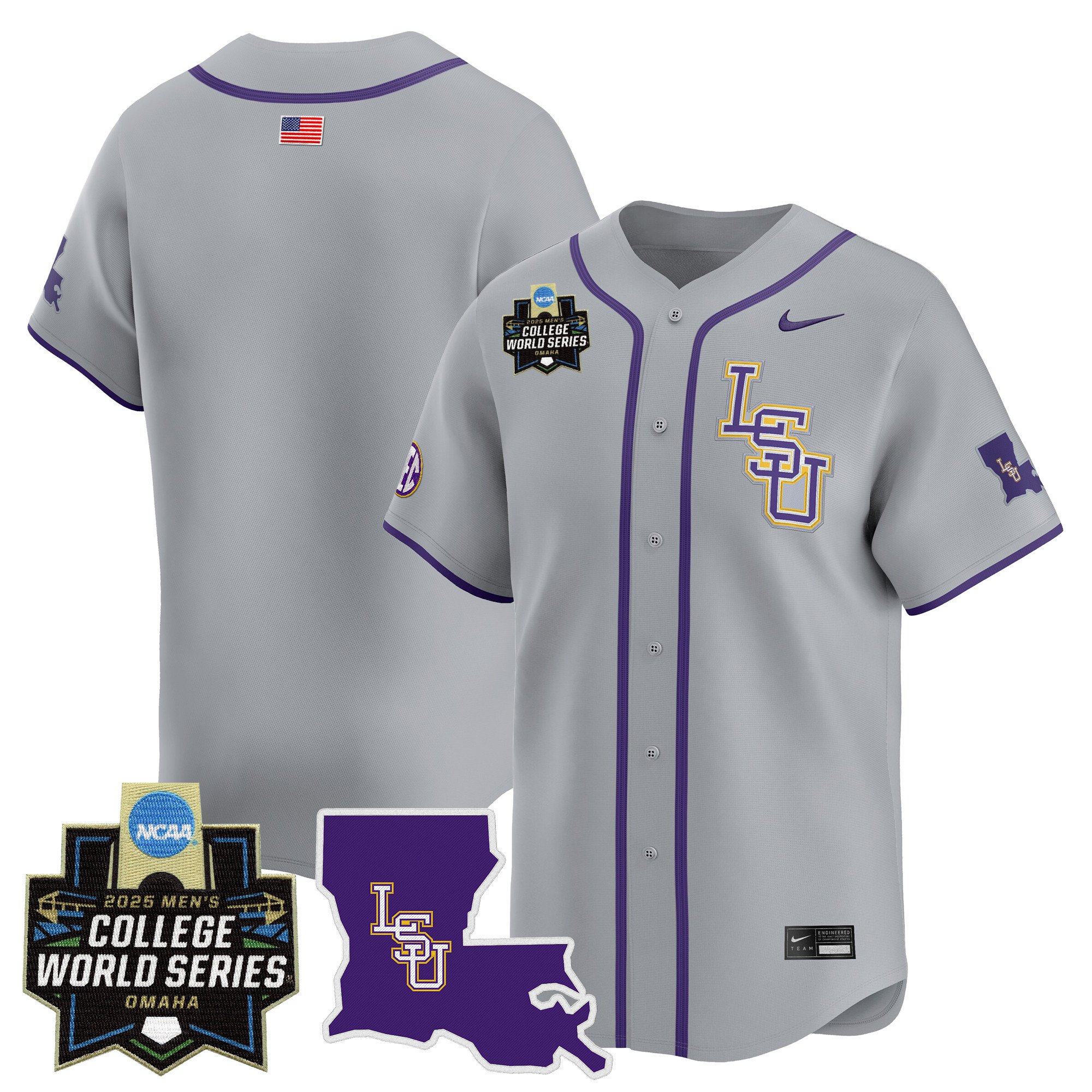 Men's LSU Tigers 2025 World Series Vapor Premier Limited Jersey - Gray Team